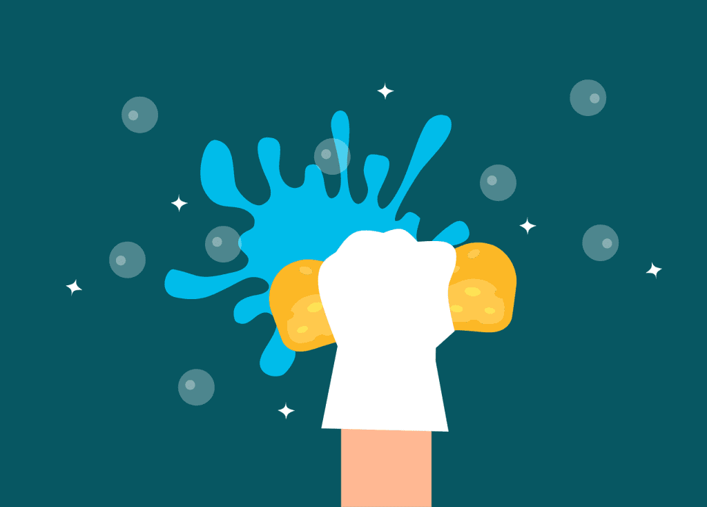 hand cleaning with a sponge